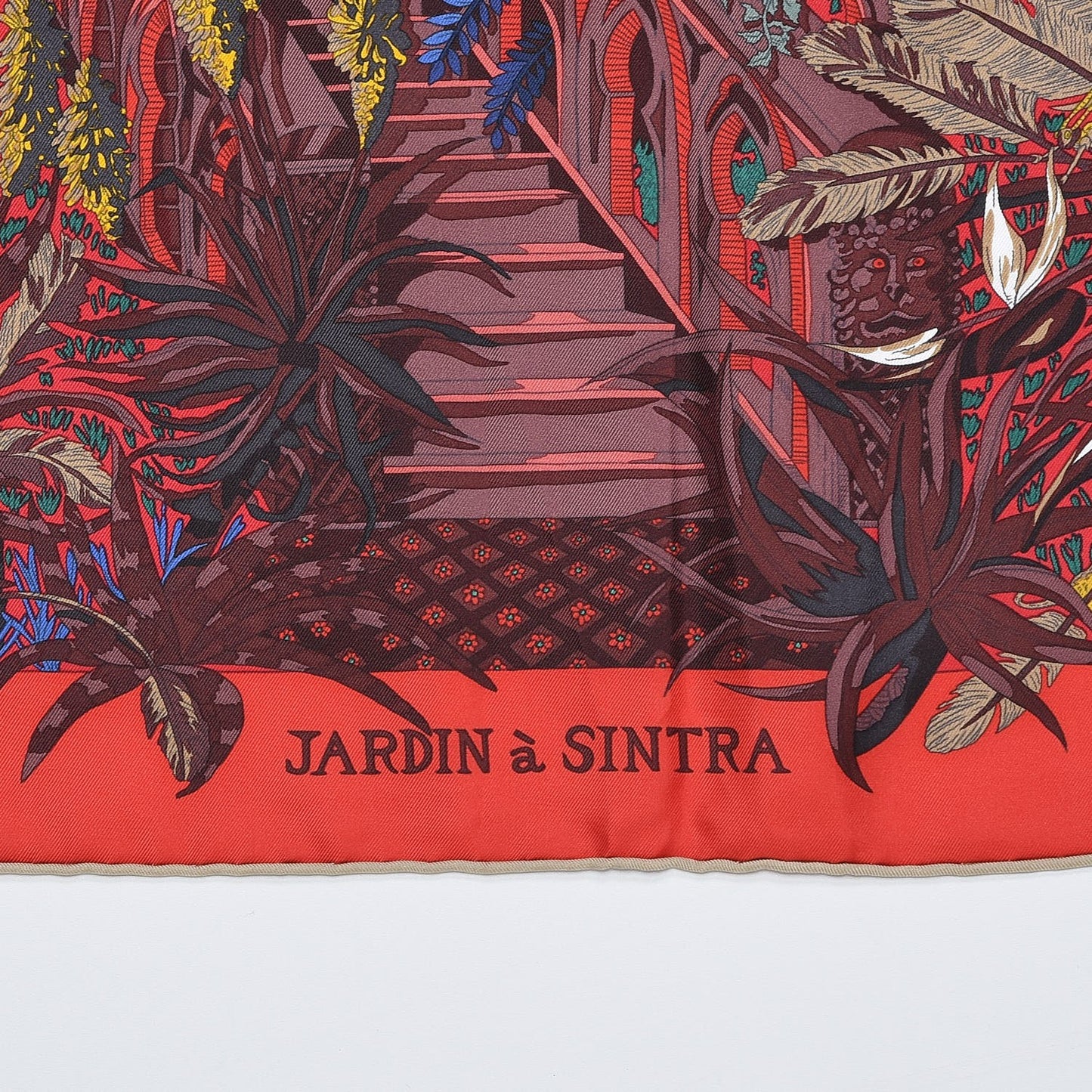 Silk Jardin A Sintra Scarf 90 Rouge Bleu Vert