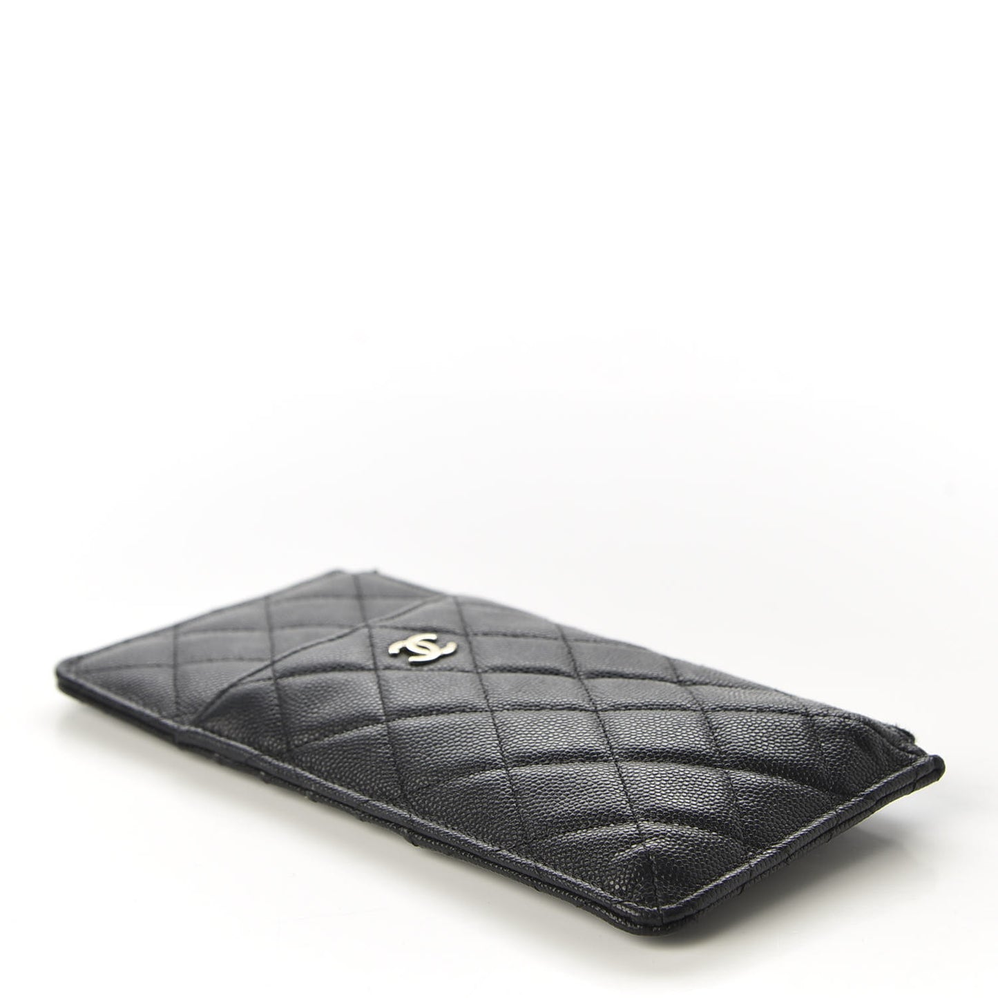 Caviar Quilted Classic Flat Wallet Pouch Black