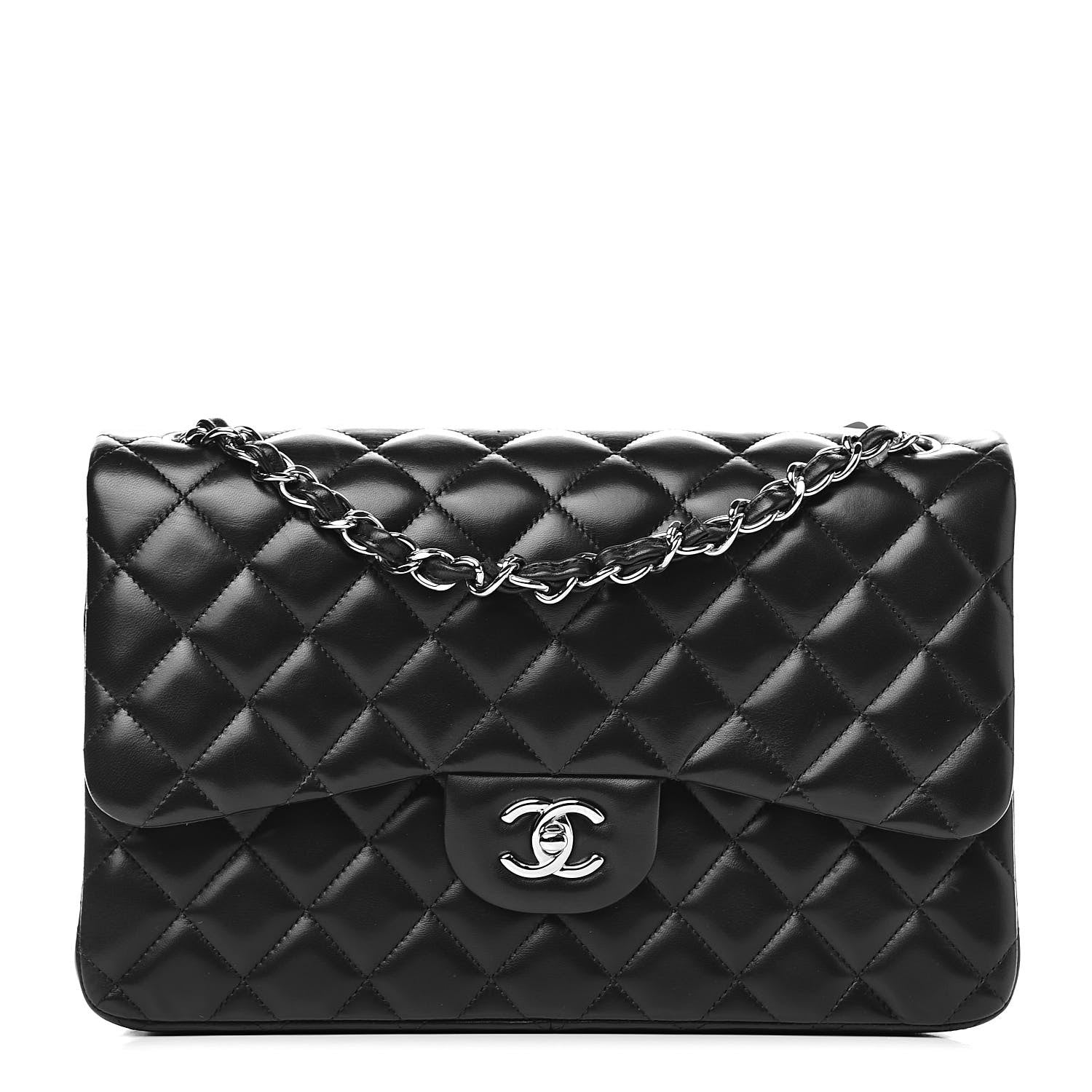 Chanel Lambskin Quilted Jumbo Double Flap Black 1 of 11