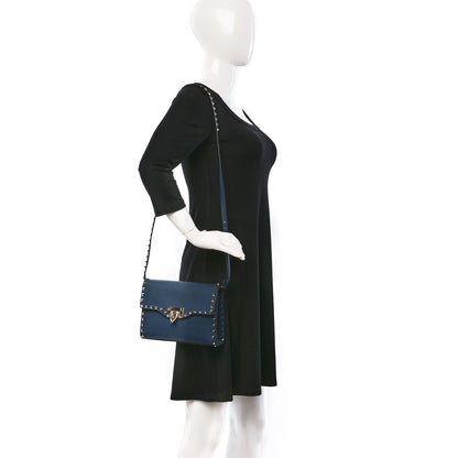 Valentino Garavani Pebbled Calfskin Medium Rockstud Flip Lock Crossbody Bag Peacock 2 of 8