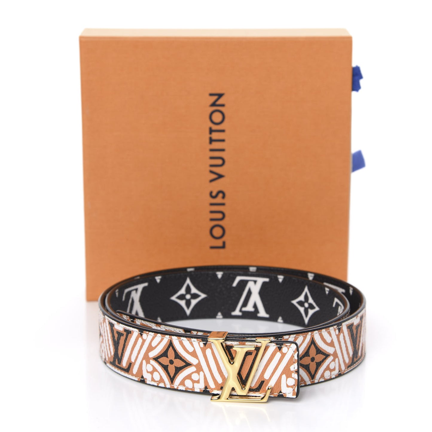 Monogram Crafty 30mm Iconic Reversible Belt 85 34 Caramel Cream Black