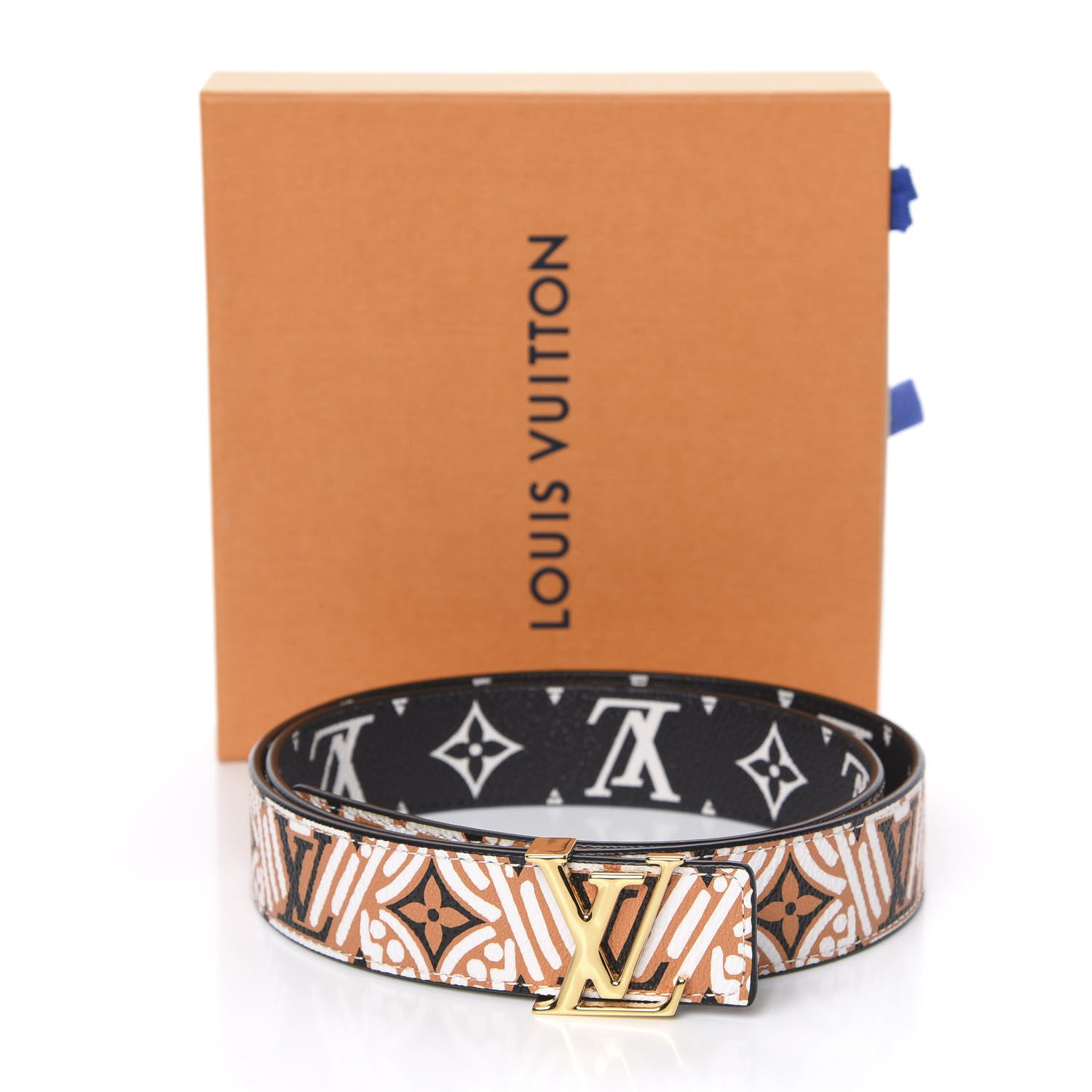 Louis Vuitton Monogram Crafty 30mm Iconic Reversible Belt 85 34 Caramel Cream Black 5 of 5