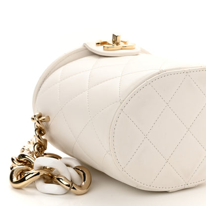 Chanel Lambskin Resin Elegant Chain Vanity Case White 10 of 11