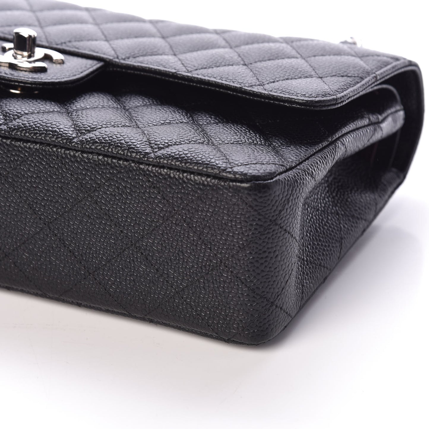 Caviar Quilted Medium Double Flap Black