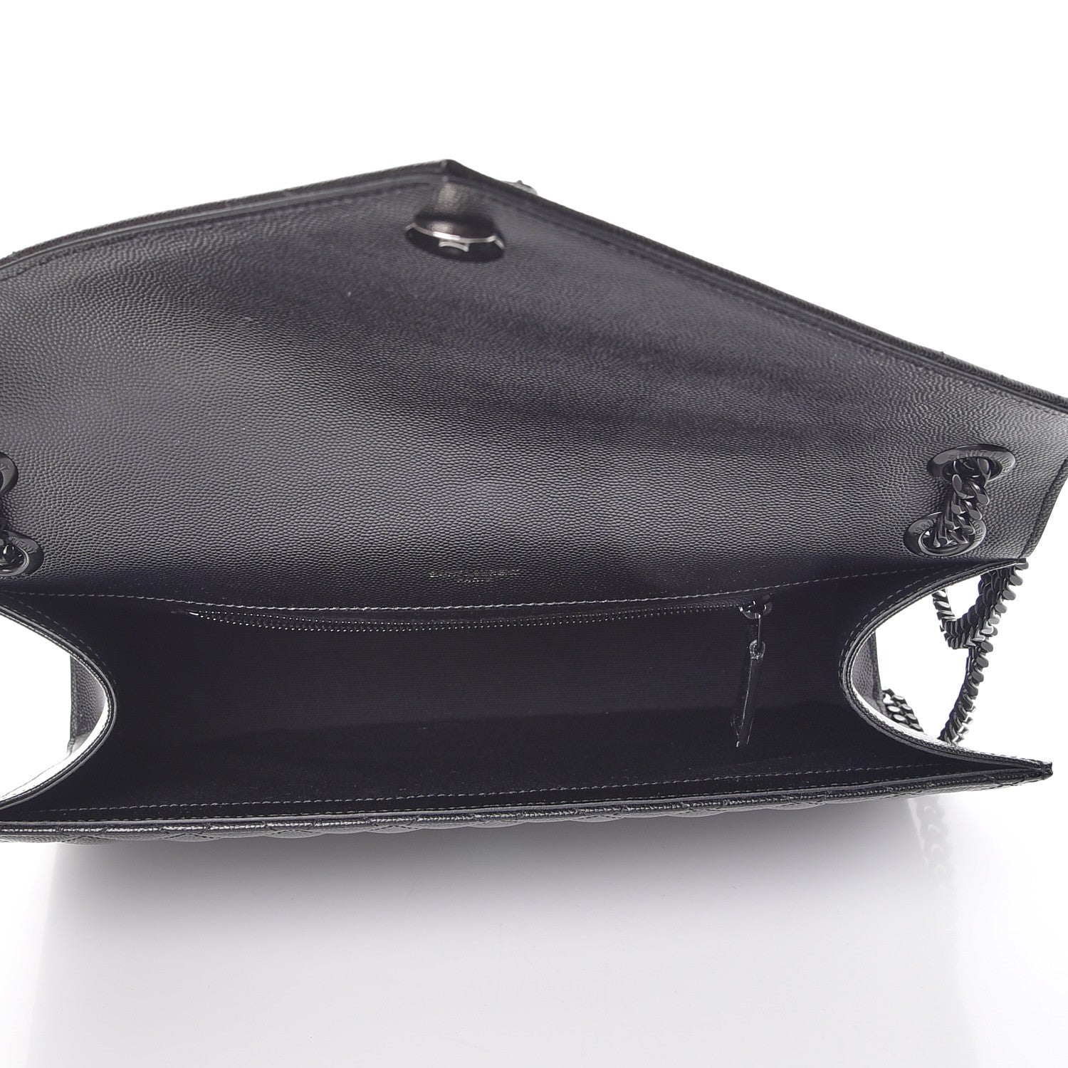 Saint Laurent Grain De Poudre Textured Mixed Matelasse Large Triquilt Monogram Monochrome Satchel Black 6 of 8