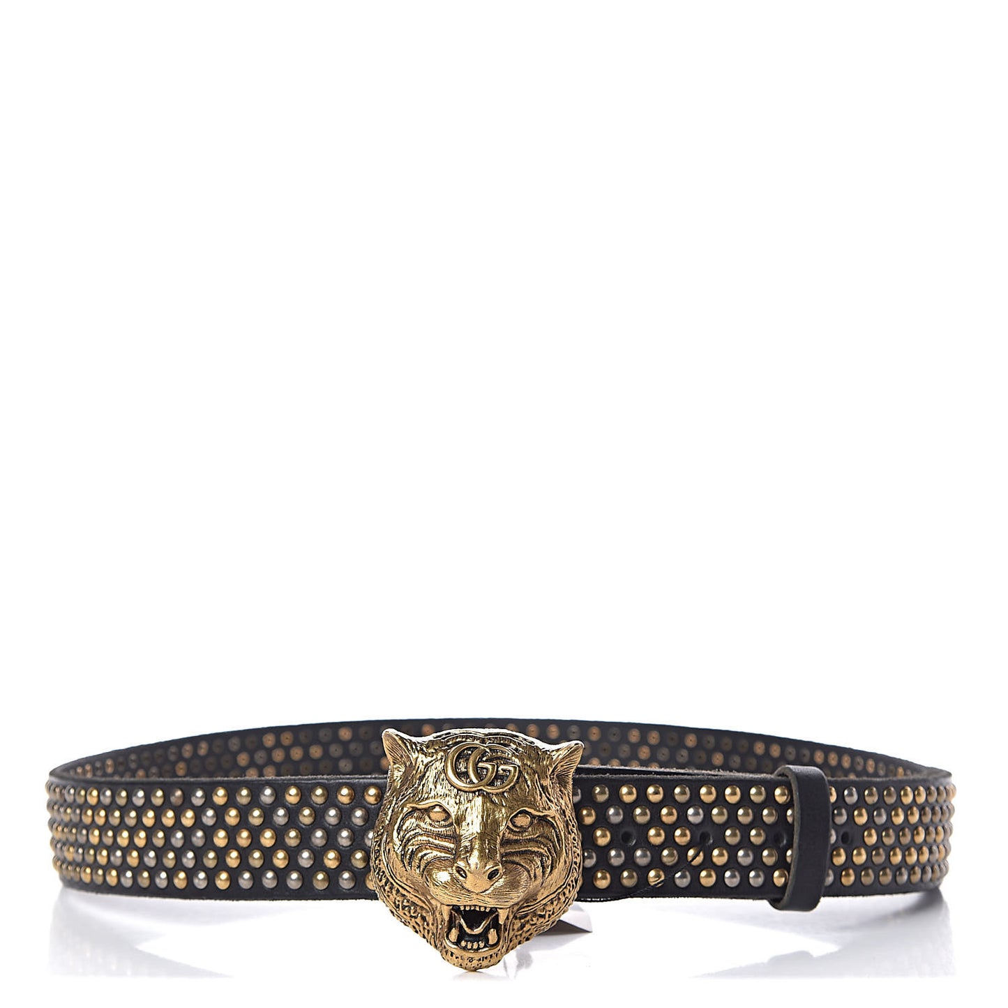 Calfskin Studded Feline Belt 100 40 Black