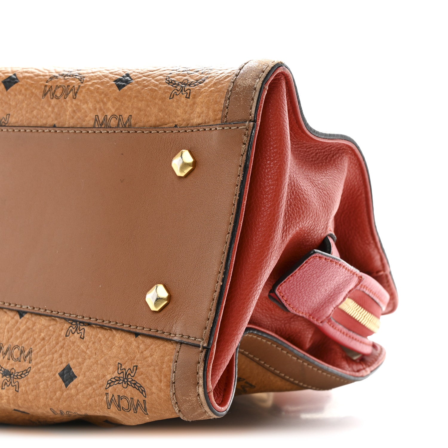 MCM Visetos Calfskin Calf Hair Leopard Print Little Veronica Tote Cognac Multicolor 9 of 11