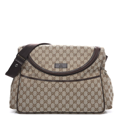 Gucci Monogram Natural Pigskin Large Diaper Bag Beige Ebony Cocoa Dark Chocolate 1 of 15