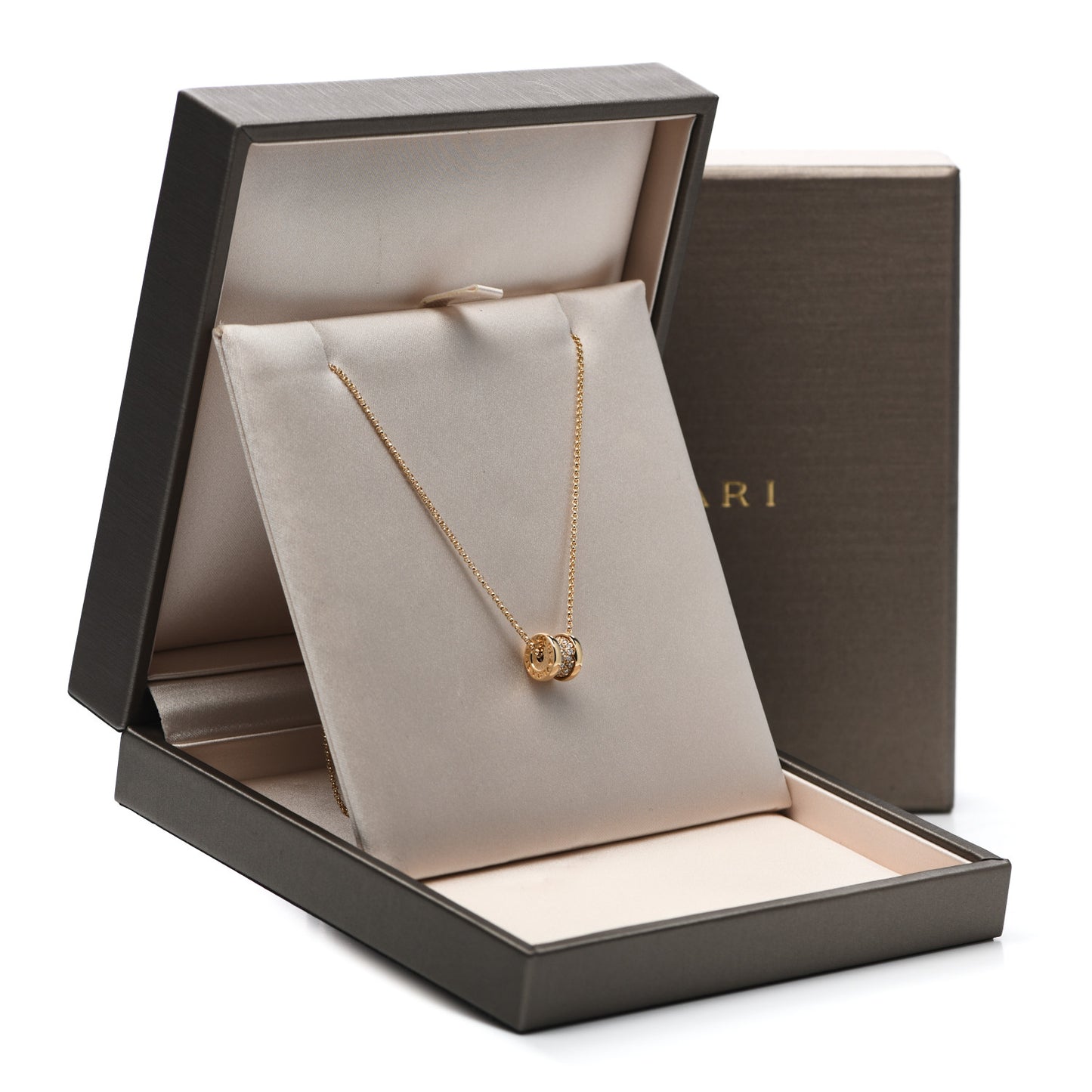 18K Yellow Gold Diamond Small B.Zero1 Pave Pendant Necklace