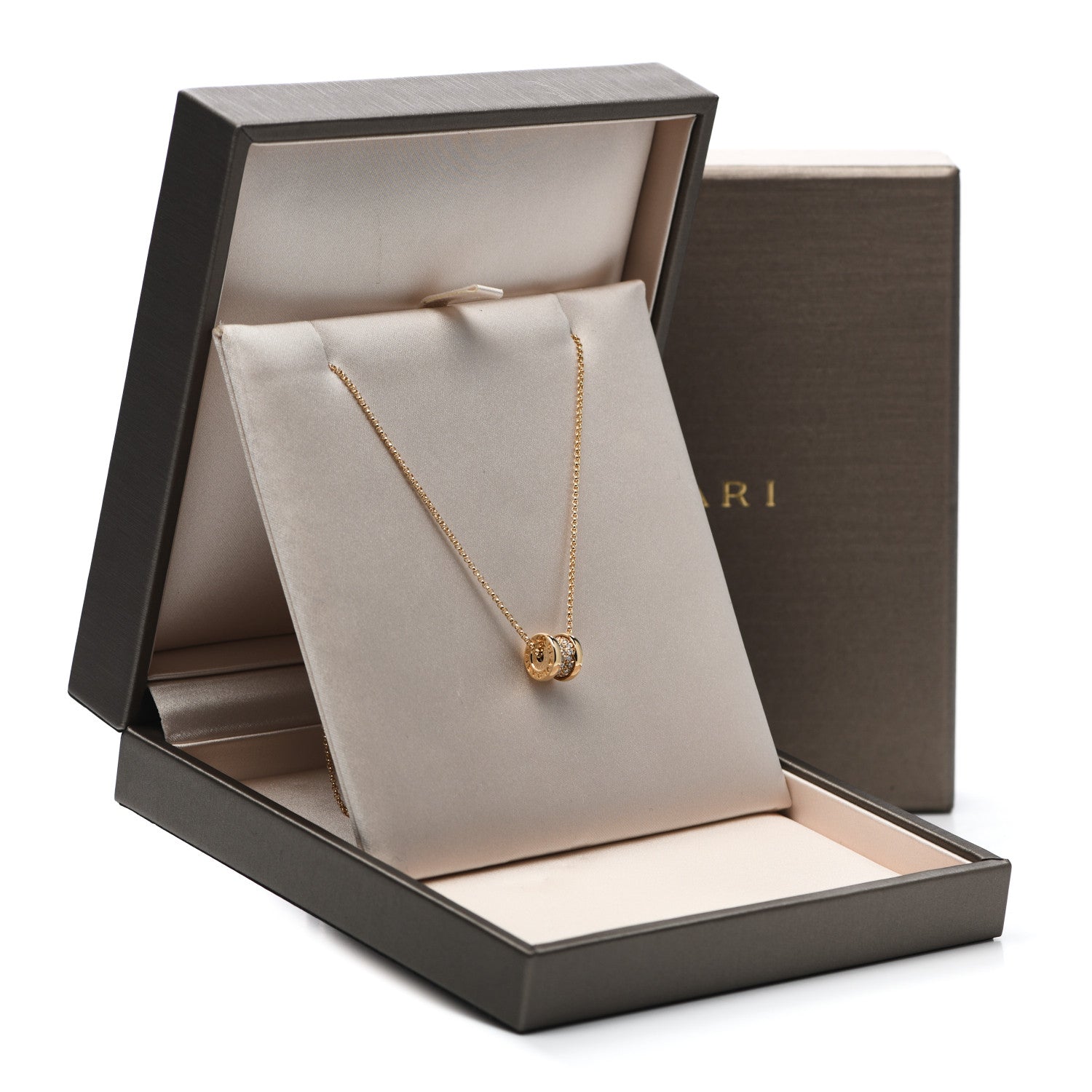 Bulgari 18K Yellow Gold Diamond Small B.Zero1 Pave Pendant Necklace 7 of 7