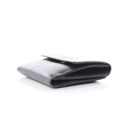 Prada Saffiano Metal Flap Compact Wallet Black 8 of 8