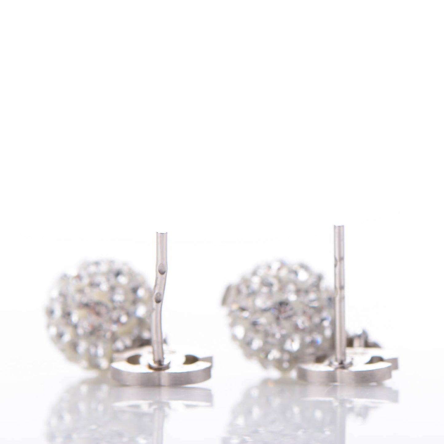 Crystal CC Drop Earrings White Silver
