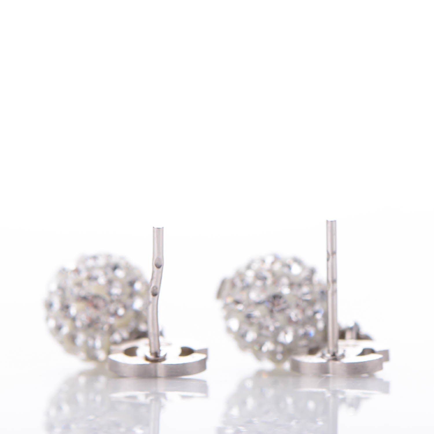 Chanel Crystal CC Drop Earrings White Silver 3 of 4
