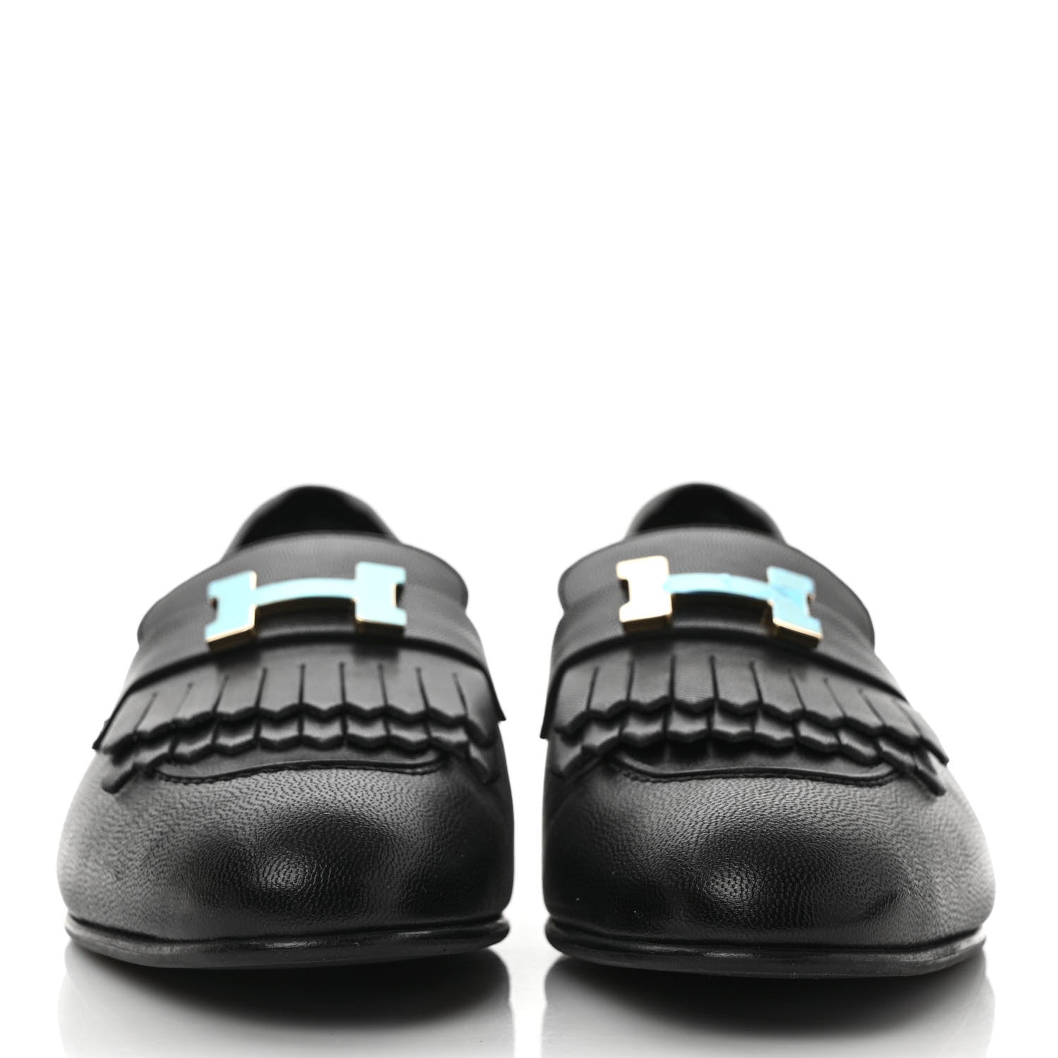 Hermes Goatskin Womens Royal Loafers 39 Black 2 of 9