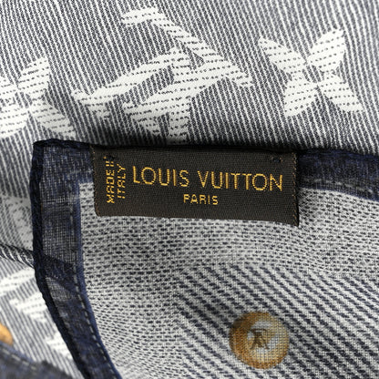 Louis Vuitton Cotton Monogram New Denim Square Scarf 55 Blue 3 of 3