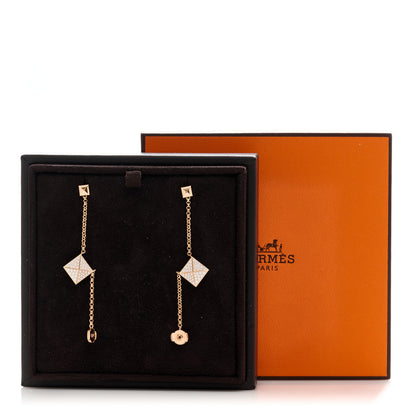 Hermes 18K Rose Gold Diamond Clou d'H Dangle Earrings 7 of 7