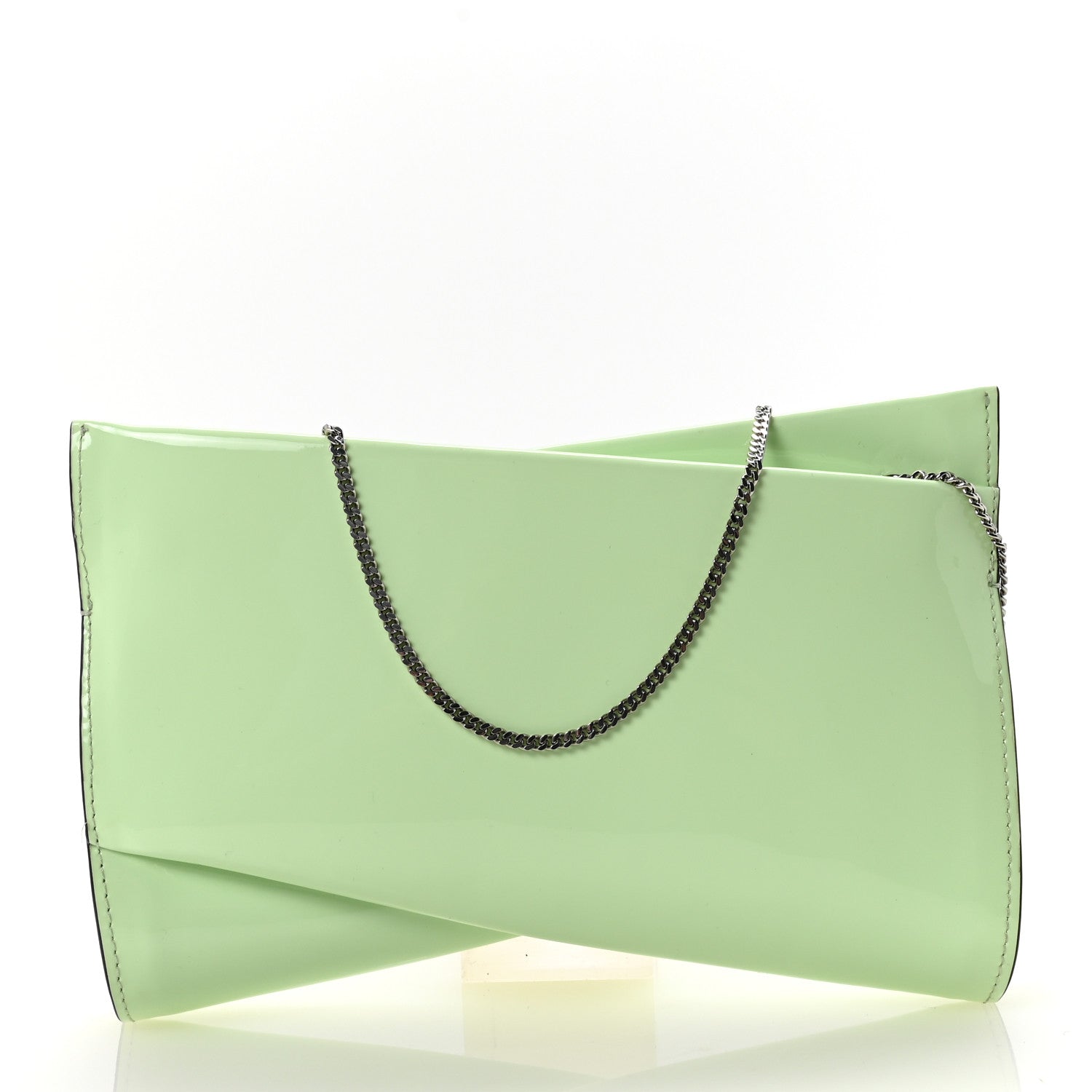 Christian Louboutin Patent Psychic Loubitwist Clutch Studio Green 1 of 9