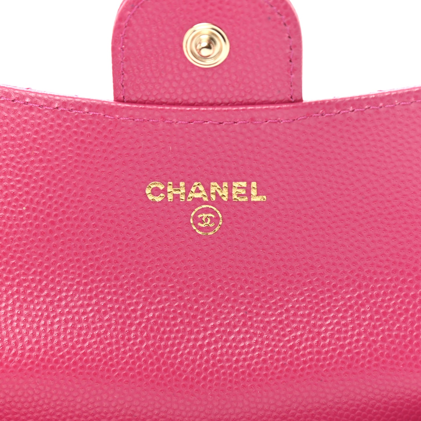 Caviar Quilted Flap Card Holder Wallet Fuchsia