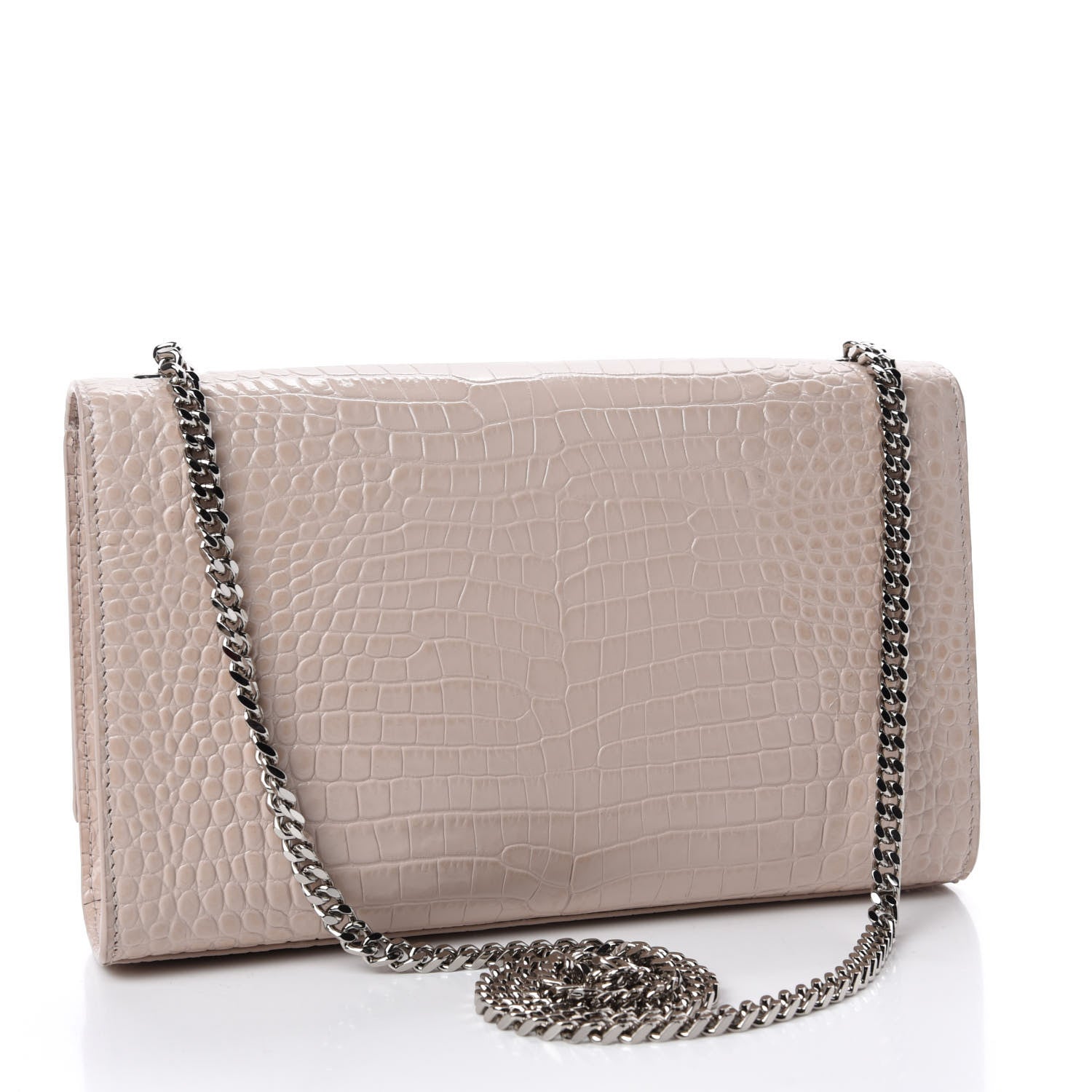 Saint Laurent Calfskin Crocodile Embossed Medium Classic Monogram Kate Tassel Satchel Powder Pink 3 of 10