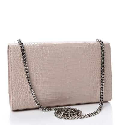 Saint Laurent Calfskin Crocodile Embossed Medium Classic Monogram Kate Tassel Satchel Powder Pink 3 of 10