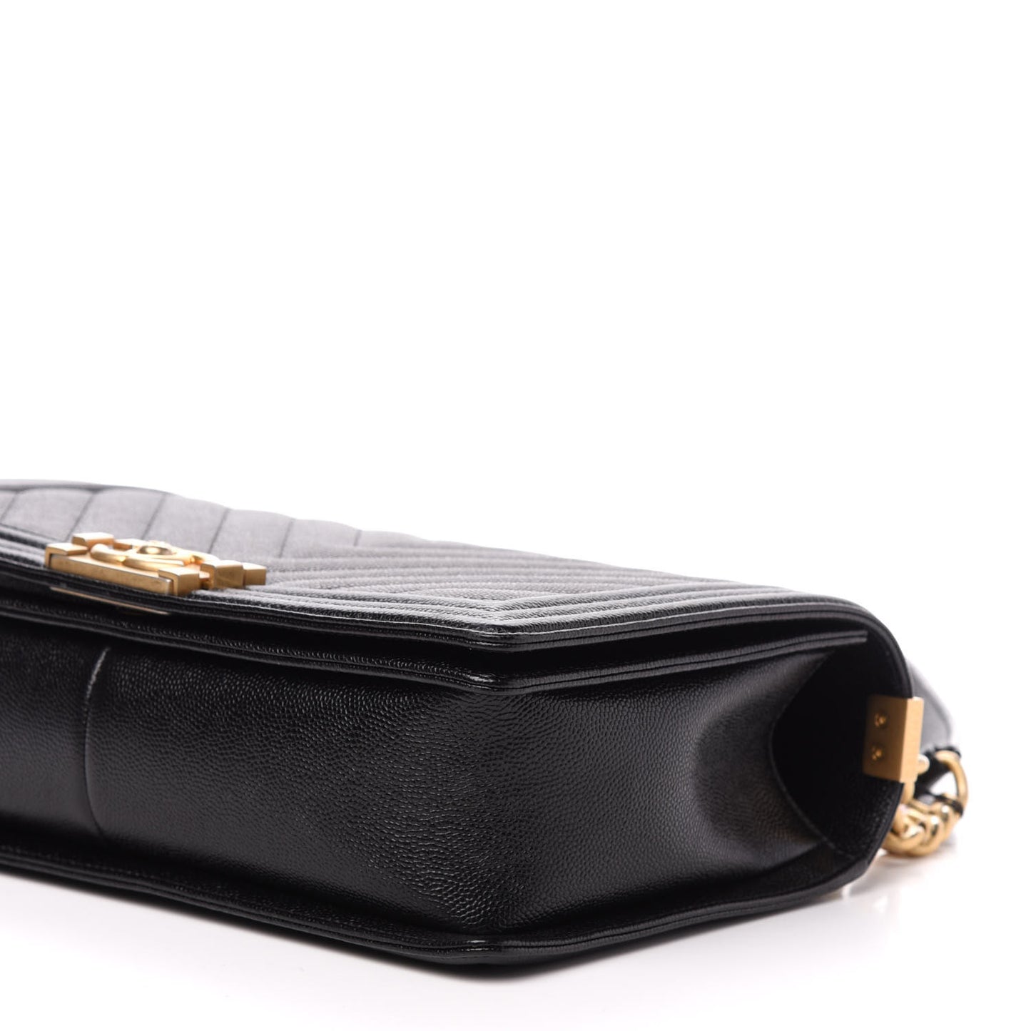 Caviar Chevron Quilted New Medium Boy Flap Black