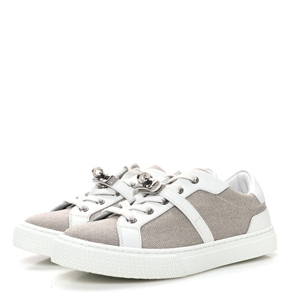 Hermes Calfskin Canvas Day Sneakers 36 Prunoir White 4 of 9