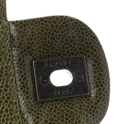 Chanel Crumpled Grained Calfskin Jumbo CC Crave Flap Green 7 of 11