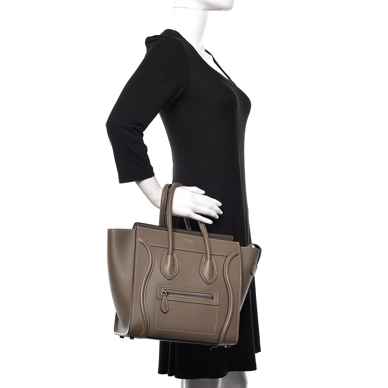 Celine Drummed Calfskin Micro Luggage Souris 2 of 9