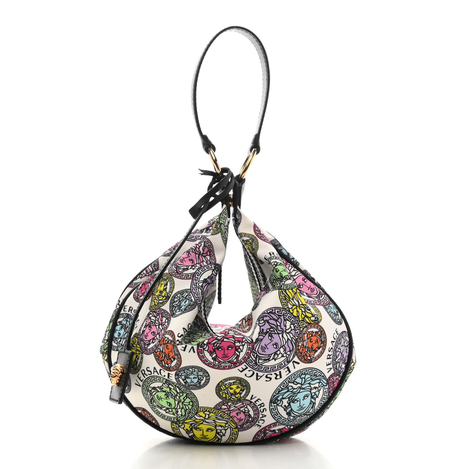 Versace Nylon Calfskin Medusa Amplified Print Hobo Bag White Multicolor 3 of 10