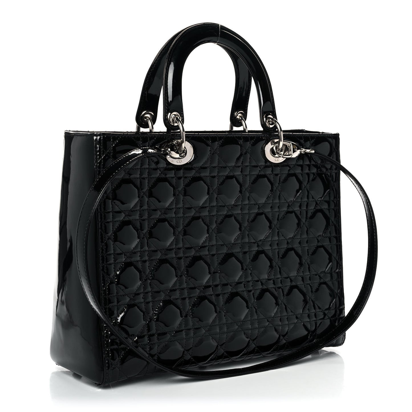 Patent Cannage Large Lady Dior Black