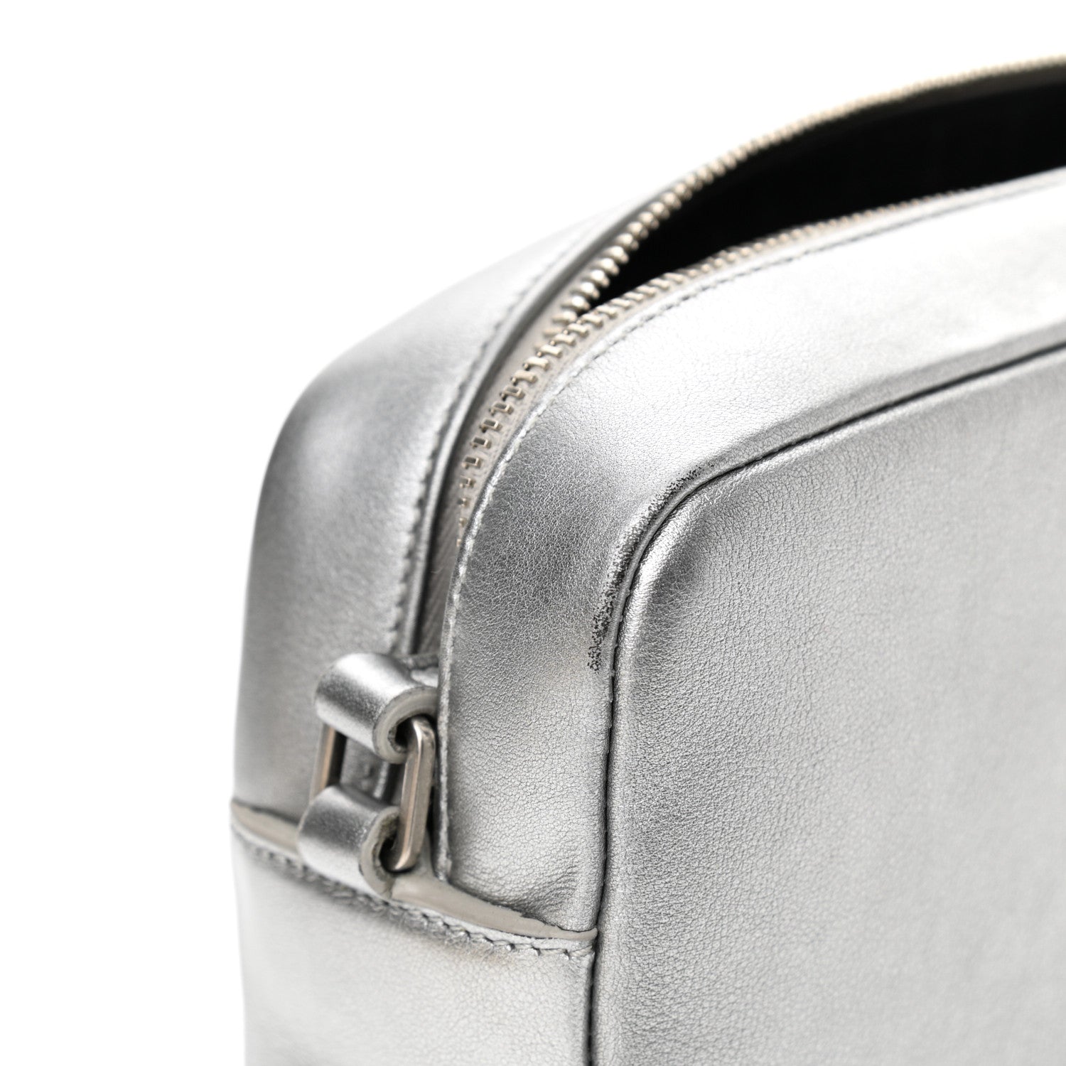 Saint Laurent Metallic Calfskin Monogram Small Lou Camera Bag Silver 12 of 14
