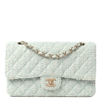 Chanel Tweed Quilted Medium Double Flap Light Turquoise 1 of 15