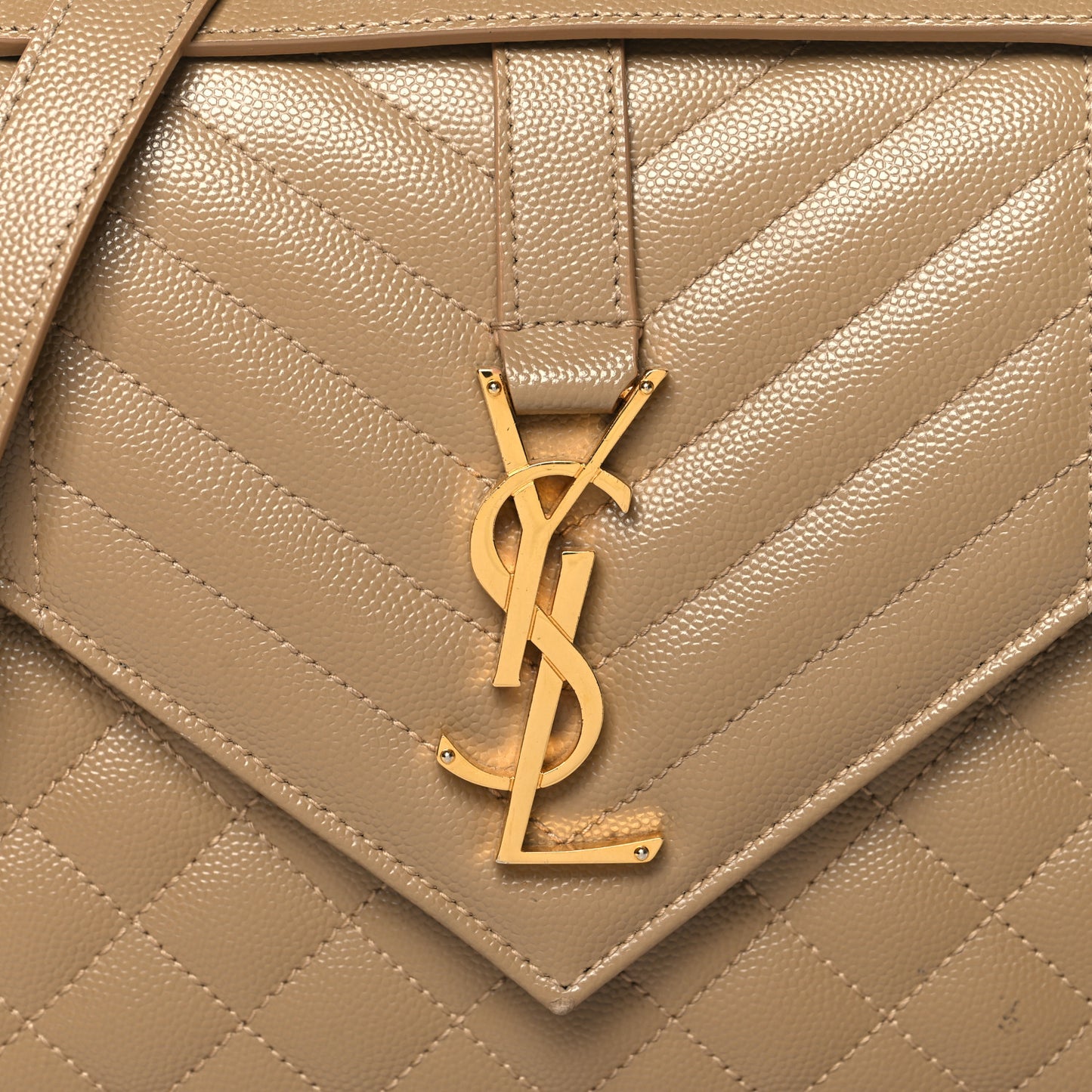 Grain De Poudre Textured Mixed Matelasse Medium Triquilt Monogram Satchel Dark Latte