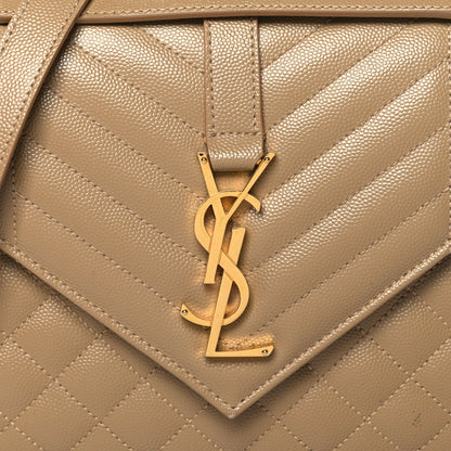 Saint Laurent Grain De Poudre Textured Mixed Matelasse Medium Triquilt Monogram Satchel Dark Latte 7 of 10