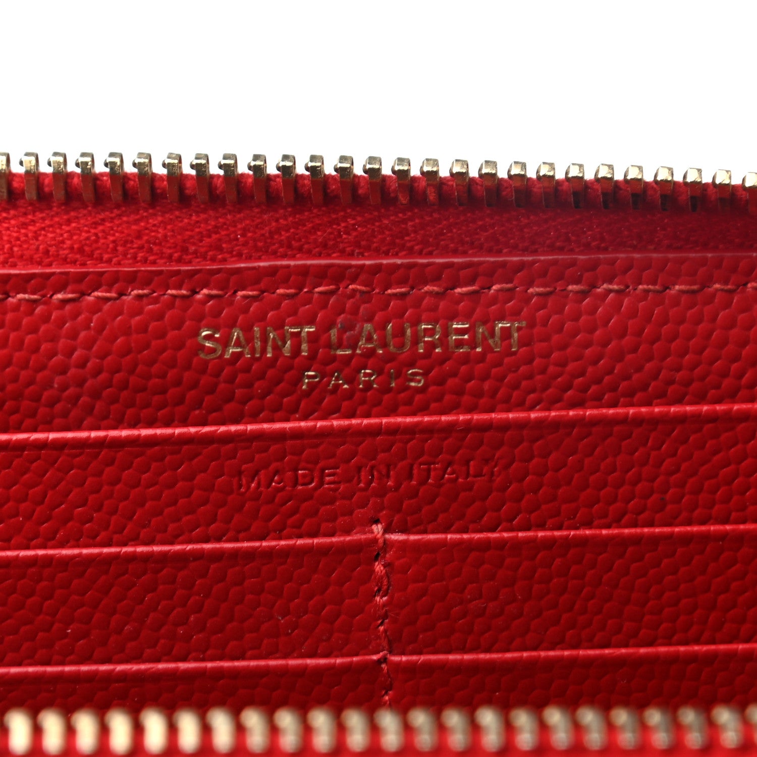 Saint Laurent Grain De Poudre Matelasse Chevron Monogram Zip Around Wallet Red 6 of 6