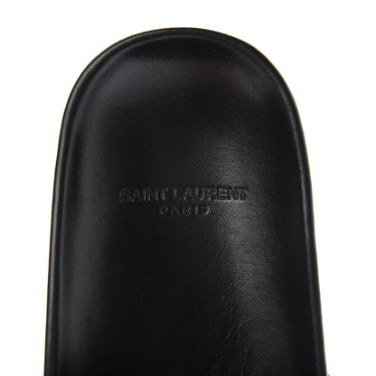 Saint Laurent Lambskin Joan Slide Sandals 37.5 Black 7 of 10