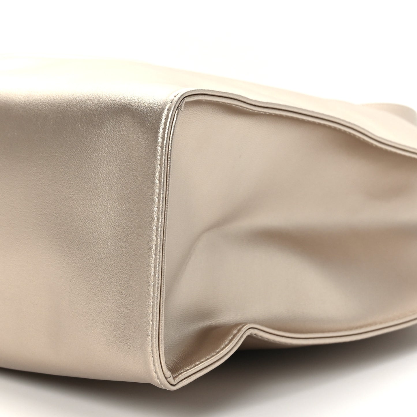 Metallic Vegan Leather Medium Shopping Bag Gold