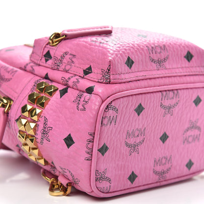 MCM Visetos Side Stud X-Mini Stark Bebe Boo Backpack Pink 7 of 9