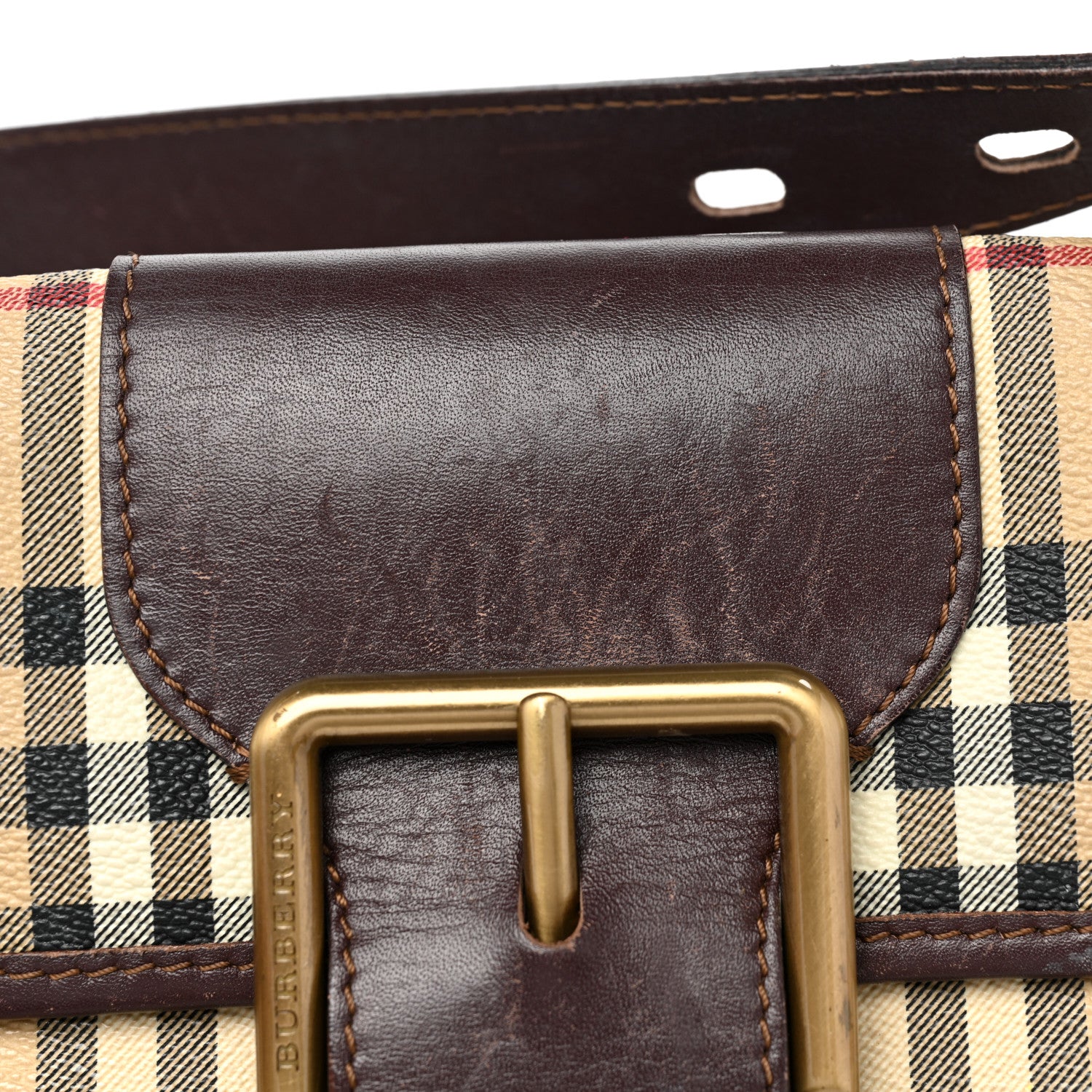 Burberry Haymarket Check Buckle Shoulder Bag Chocolate 10 of 14