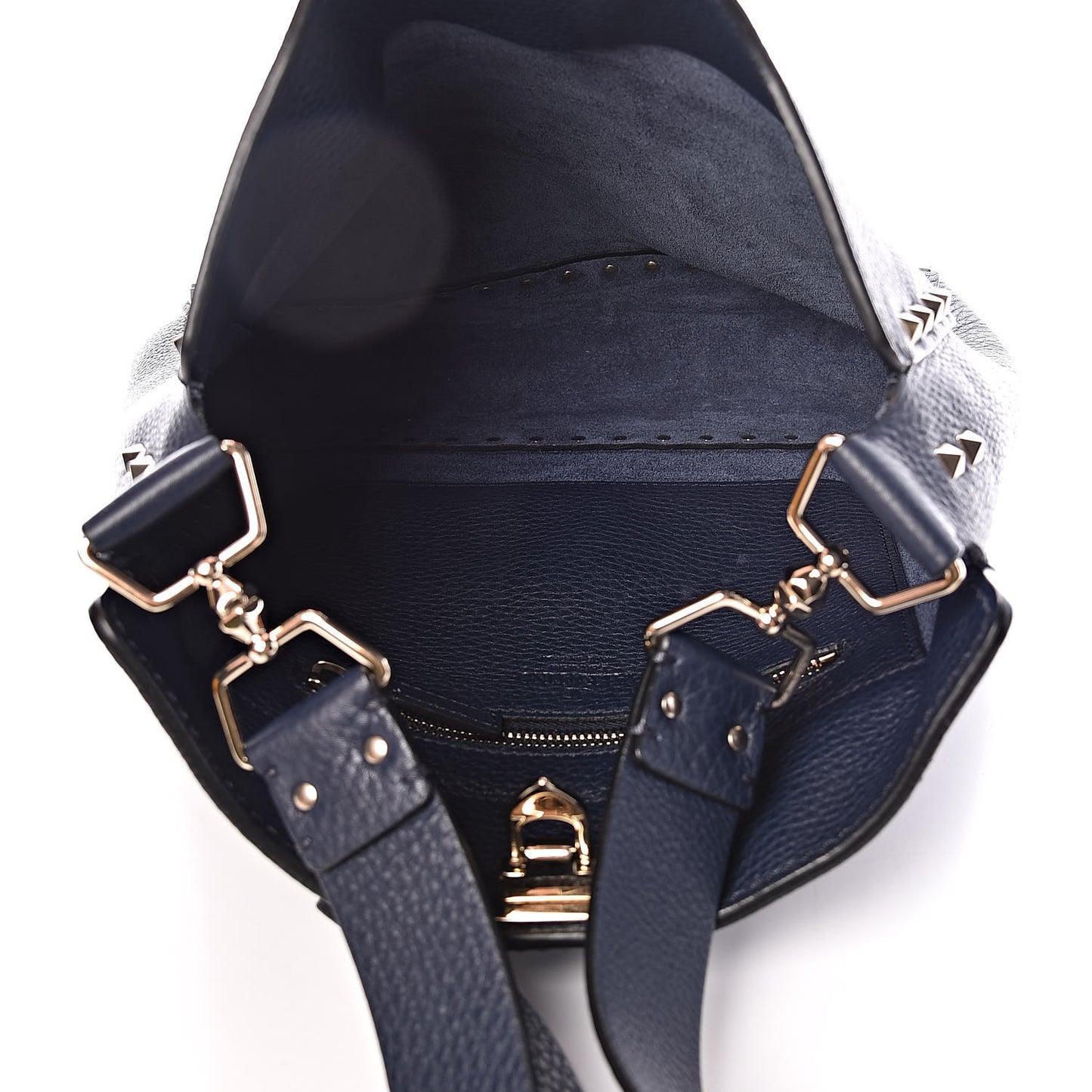 Pebbled Calfskin Small Rockstud Flip-Lock Messenger Bag Marine
