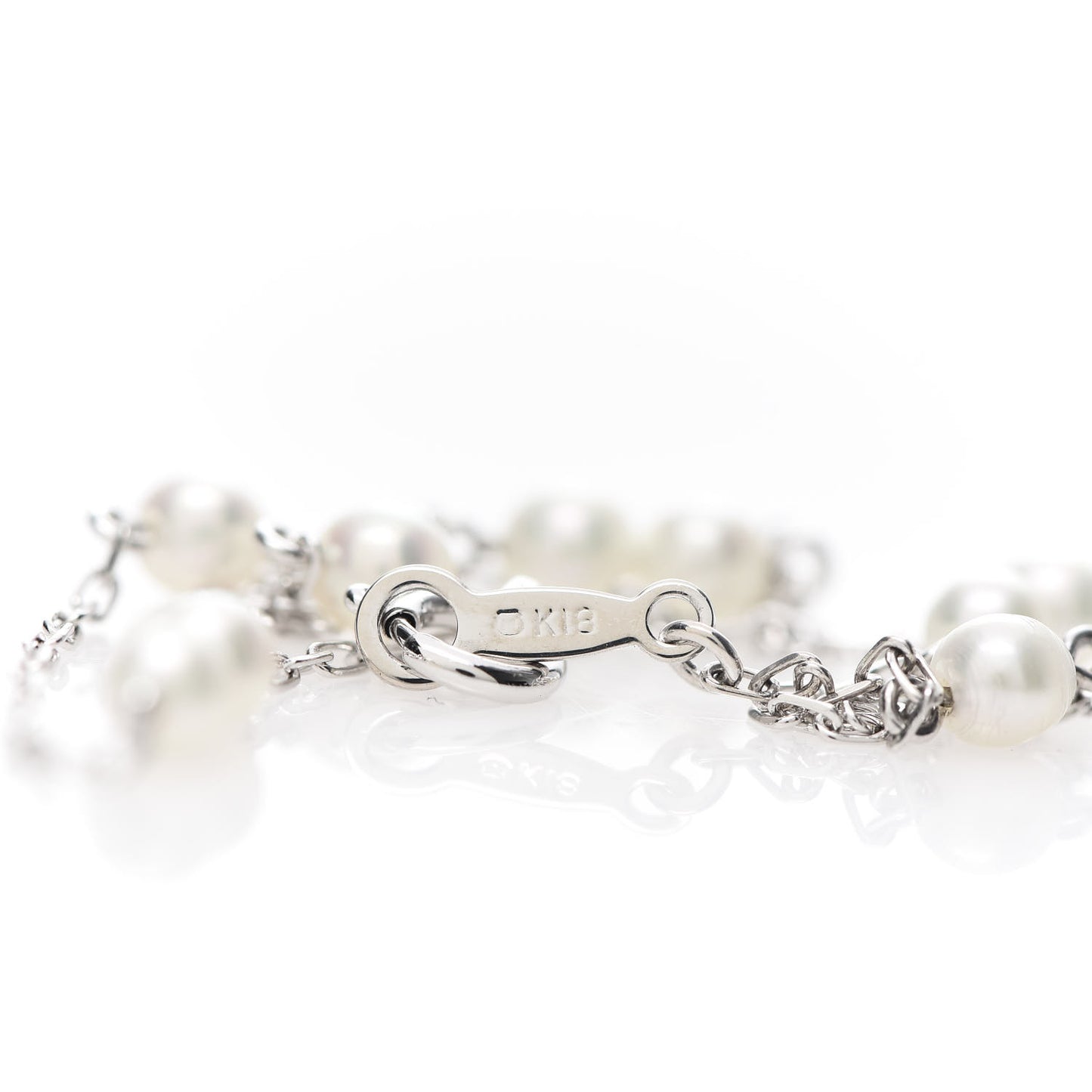 18K White Gold Akoya Pearl 3.5-4mm Station Bracelet