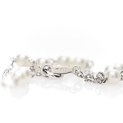 Mikimoto 18K White Gold Akoya Pearl 3.5-4mm Station Bracelet 5 of 5