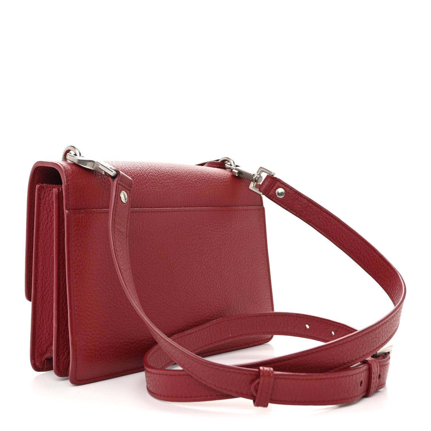 Saint Laurent Grained Calfskin Medium Monogram Sunset Satchel Red 3 of 17