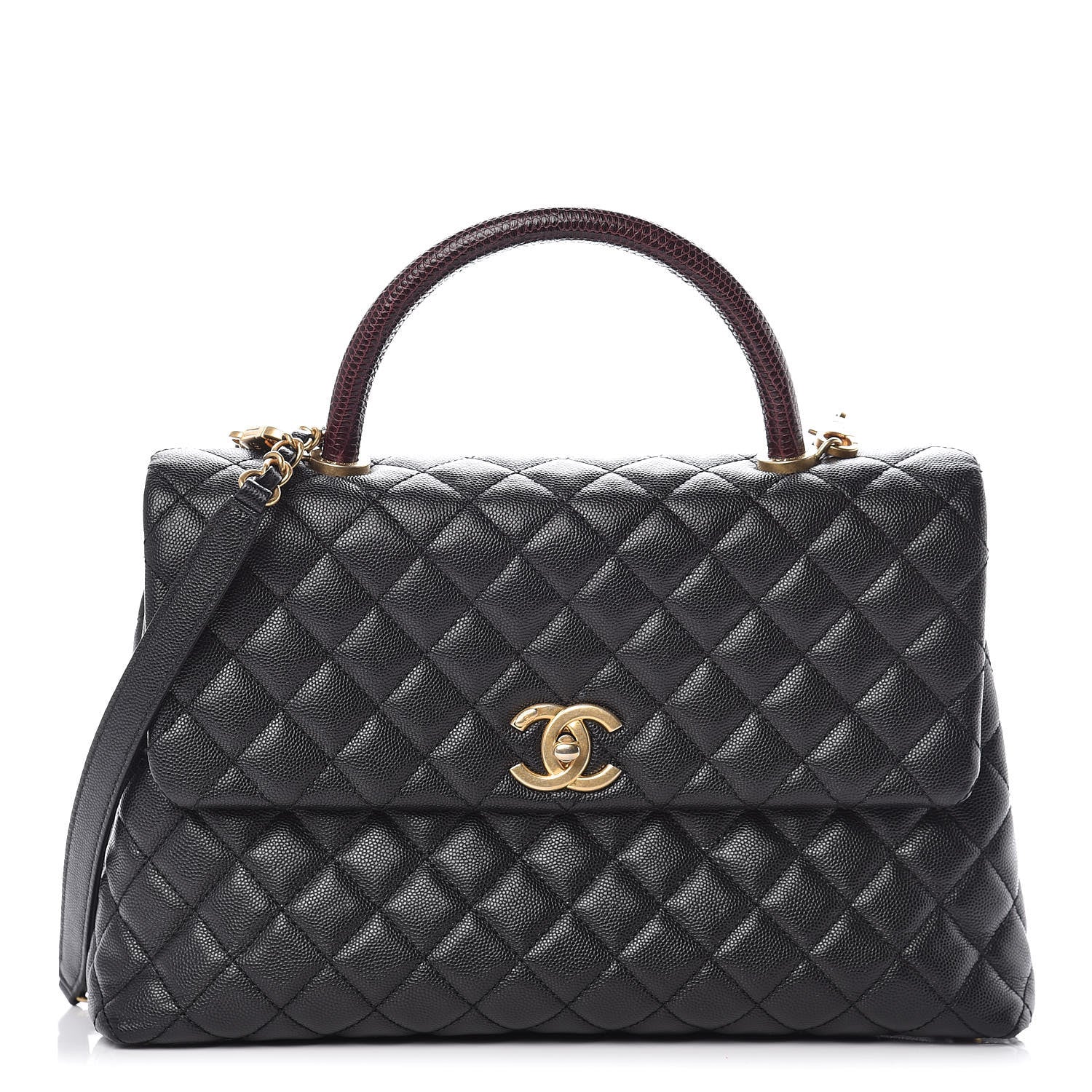 Chanel Caviar Lizard Quilted Medium Coco Handle Flap Black 1 of 11