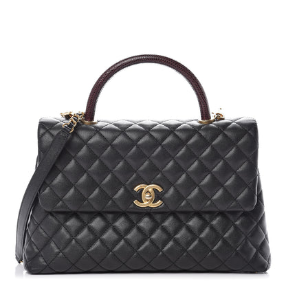 Chanel Caviar Lizard Quilted Medium Coco Handle Flap Black 1 of 11