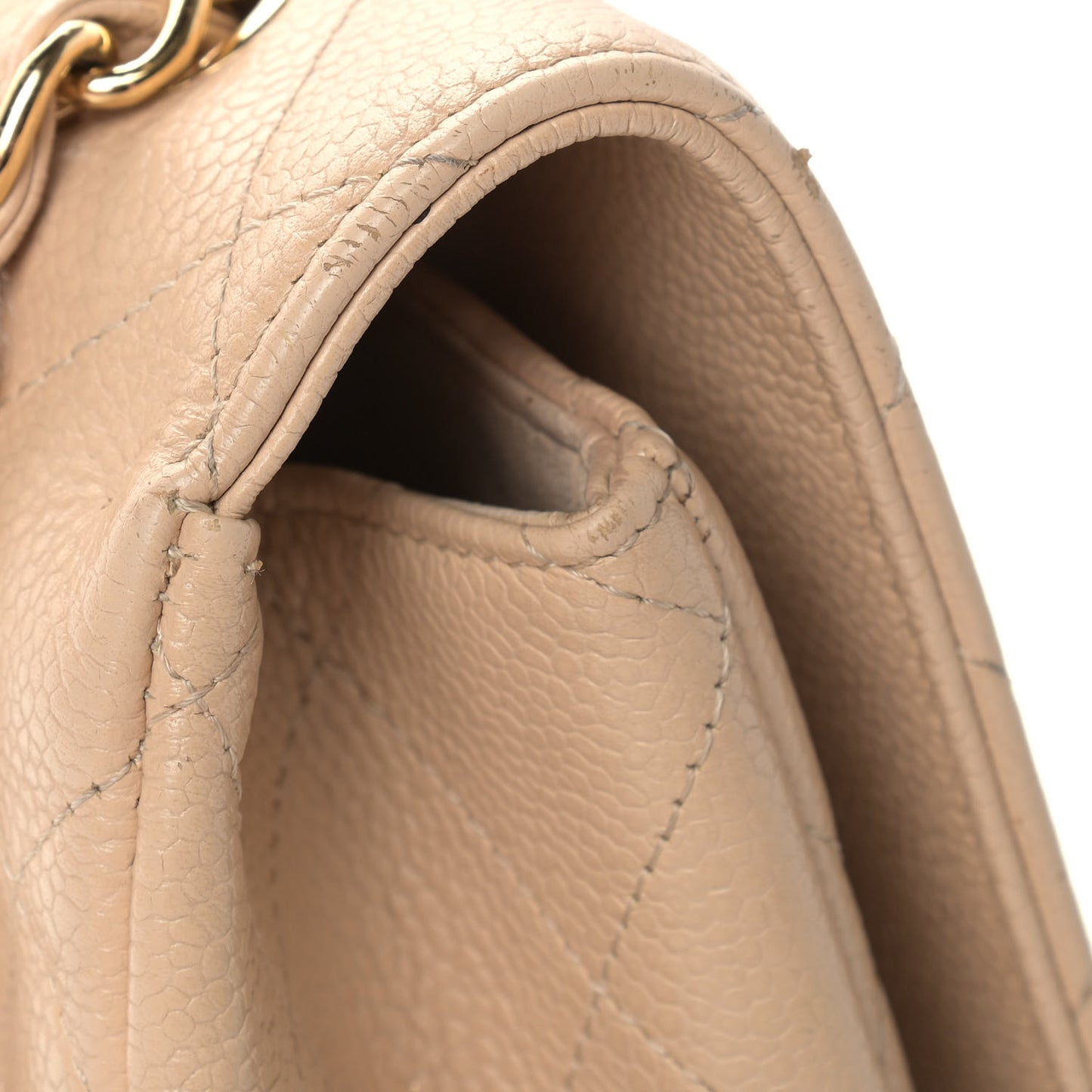 Caviar Quilted Jumbo Single Flap Beige Clair