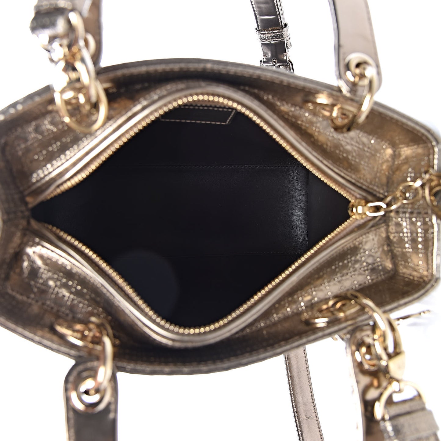 Metallic Patent Micro-Cannage Gradient Medium Lady Dior Bronze Gold