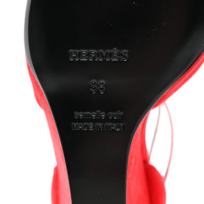Hermes Suede Goatskin Lively Wedge Pumps 38 Piment 7 of 7