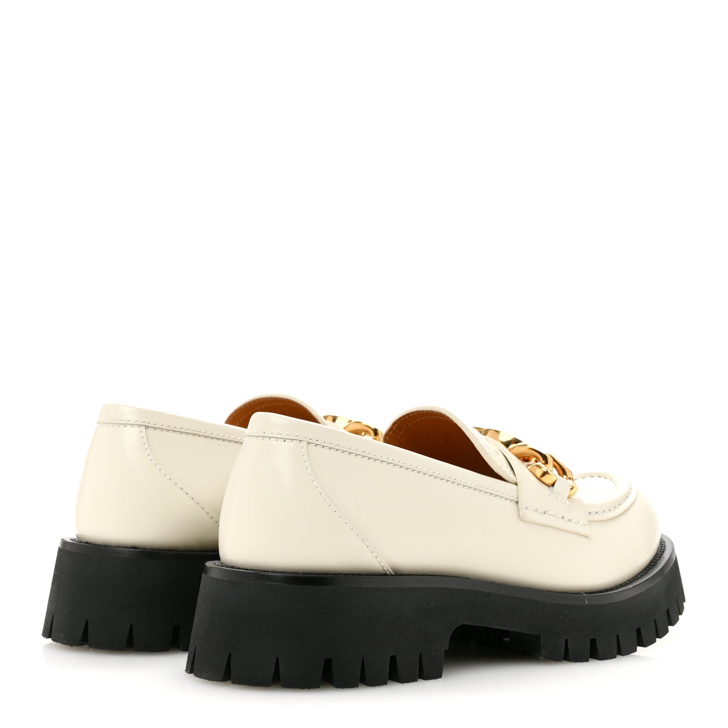 Gucci Cordovan Lux Womens Jeanne Platform Lug Sole 30/45mm Loafers 38.5 White 5 of 10