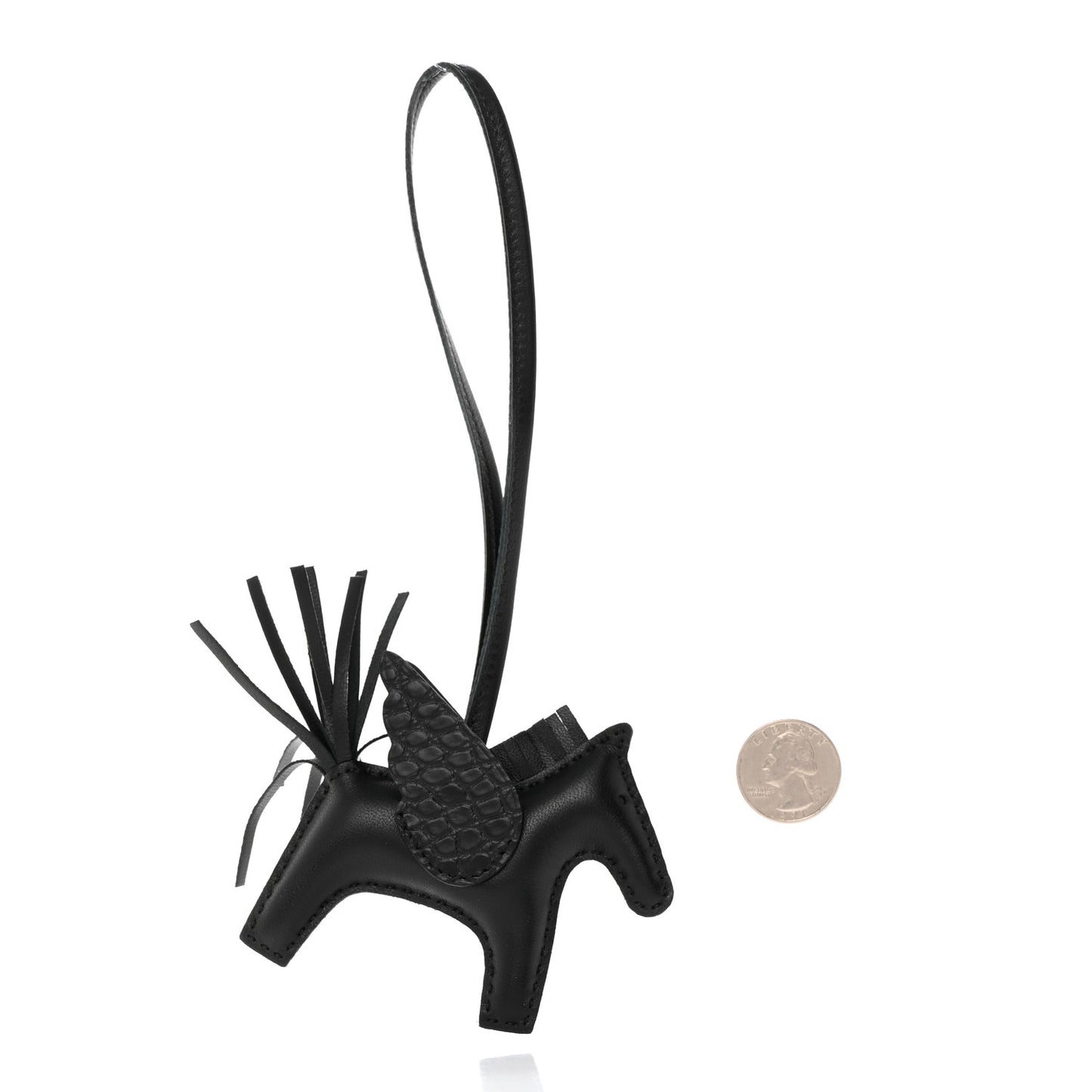 Milo Lambskin Matte Alligator Touch Grigri Rodeo Pegase Horse Bag Charm PM Black